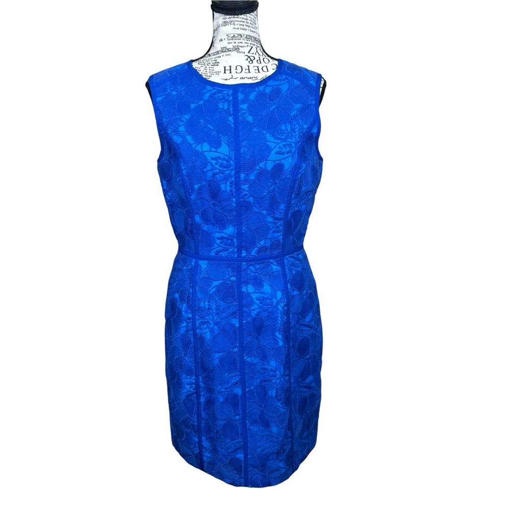 Cynthia Steffe Electric Blue Floral Lace Midi Dress